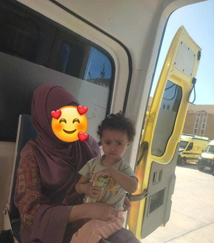 Hanin and Maryam in the ambulance at the border